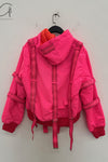 WALTER VAN BEIRENDONCK Lace-up Padded Jacket with Pillow Insert Series WVB-3002-MEIHONG Rose Red